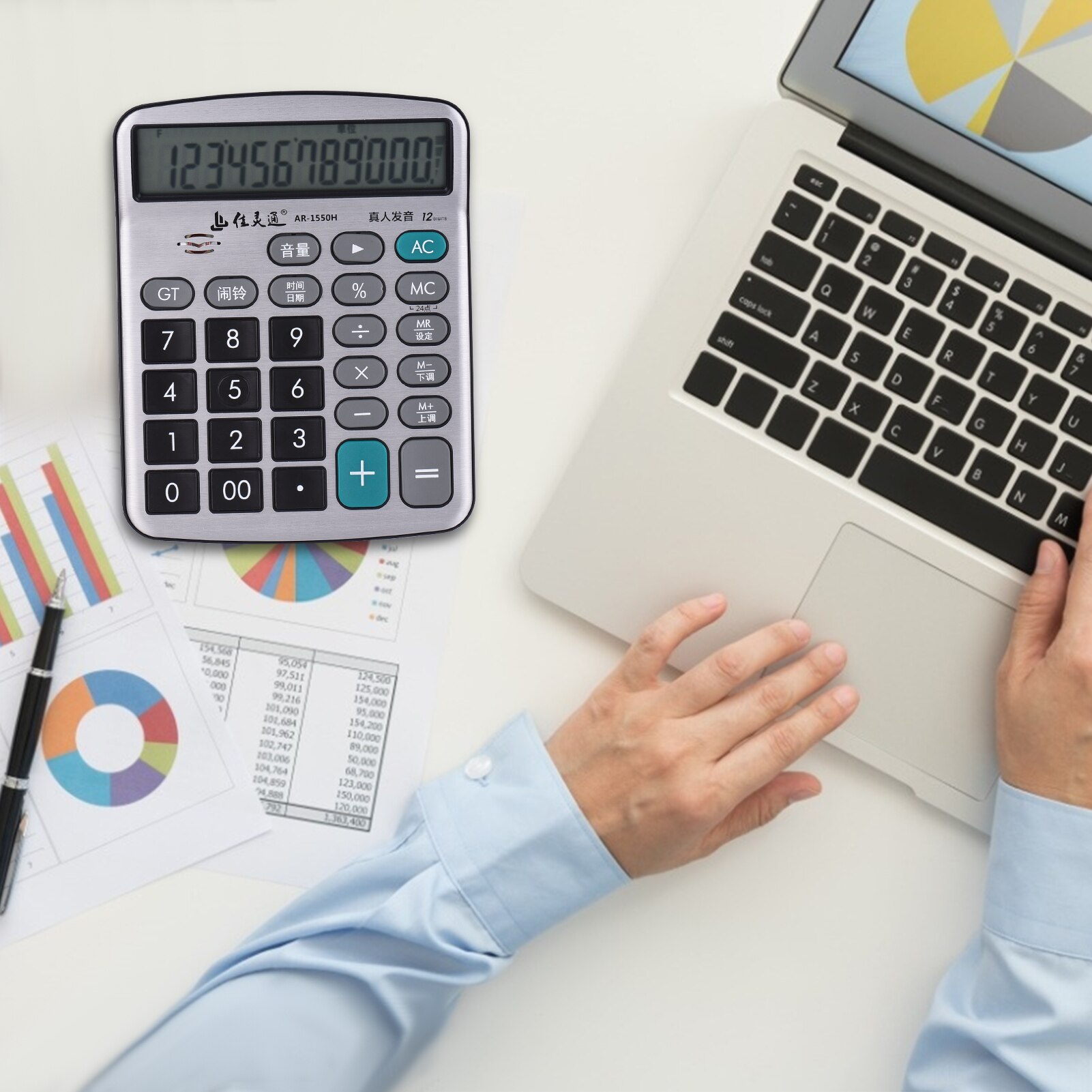 12-Digit LCD Display Musical Desktop Calculator Large Standard Function Electronic Calculator with Music Piano Play Function