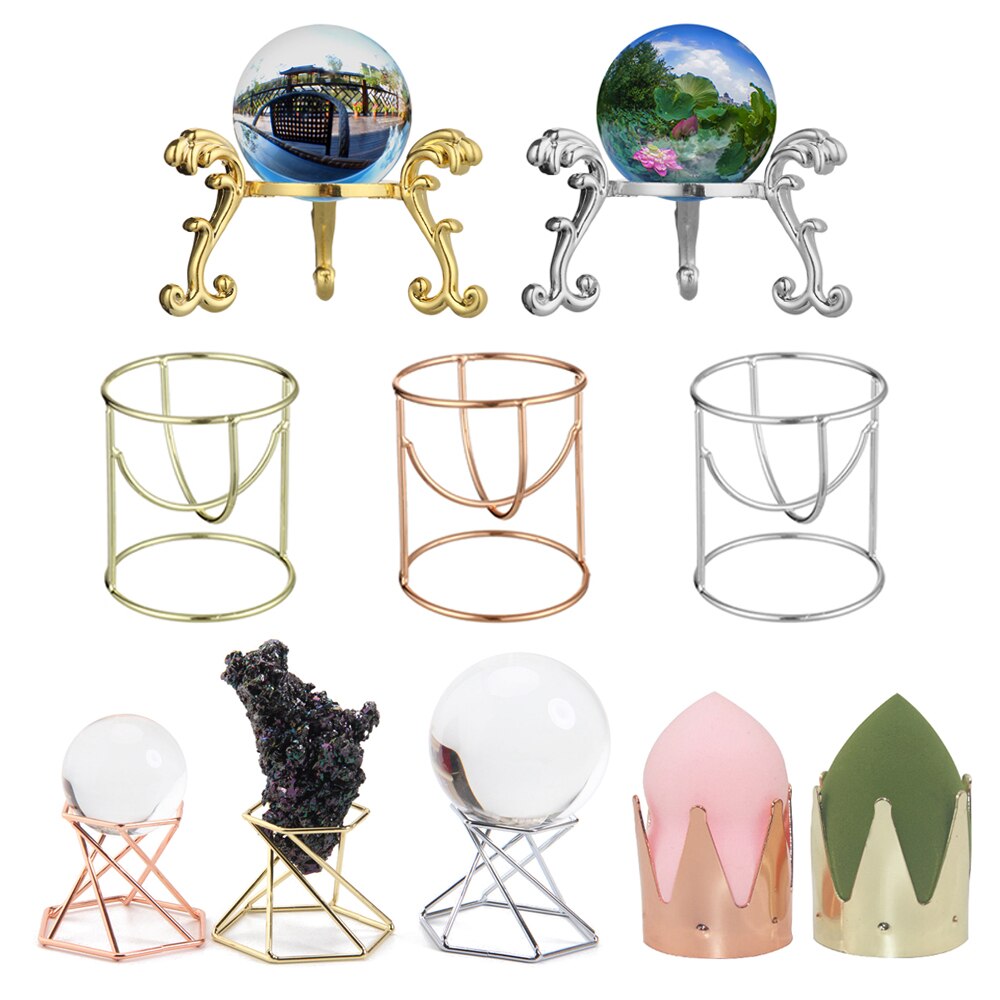 Metall Kristall Ball Basis Hexagon/Krone/Ei bilden Kugel Stein Unterstützung Anzeige Stand Figur Halfter Heimat Dekor Schreibtisch ornamente