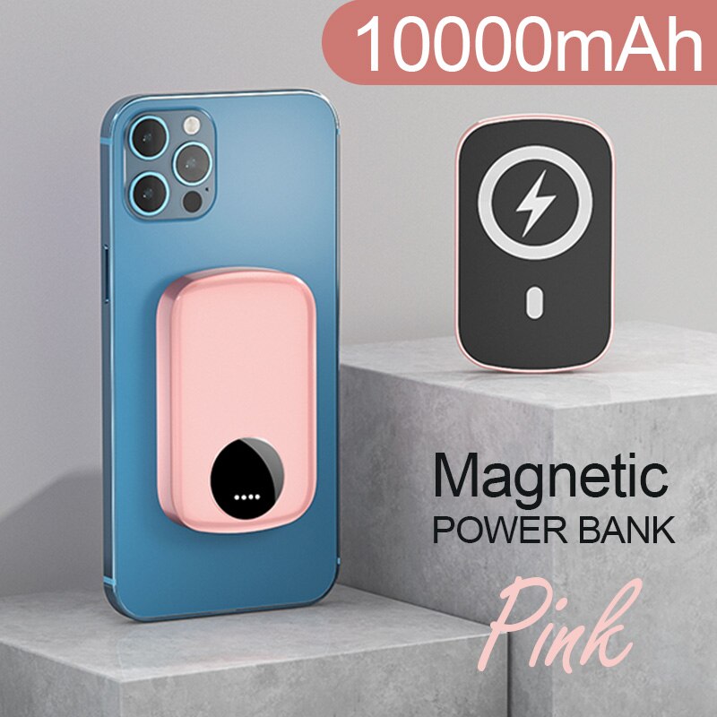 Xiaomi – batterie externe Portable, 10000mah, pour iphone 12 13, chargeur sans fil,: Pink-10000mAh