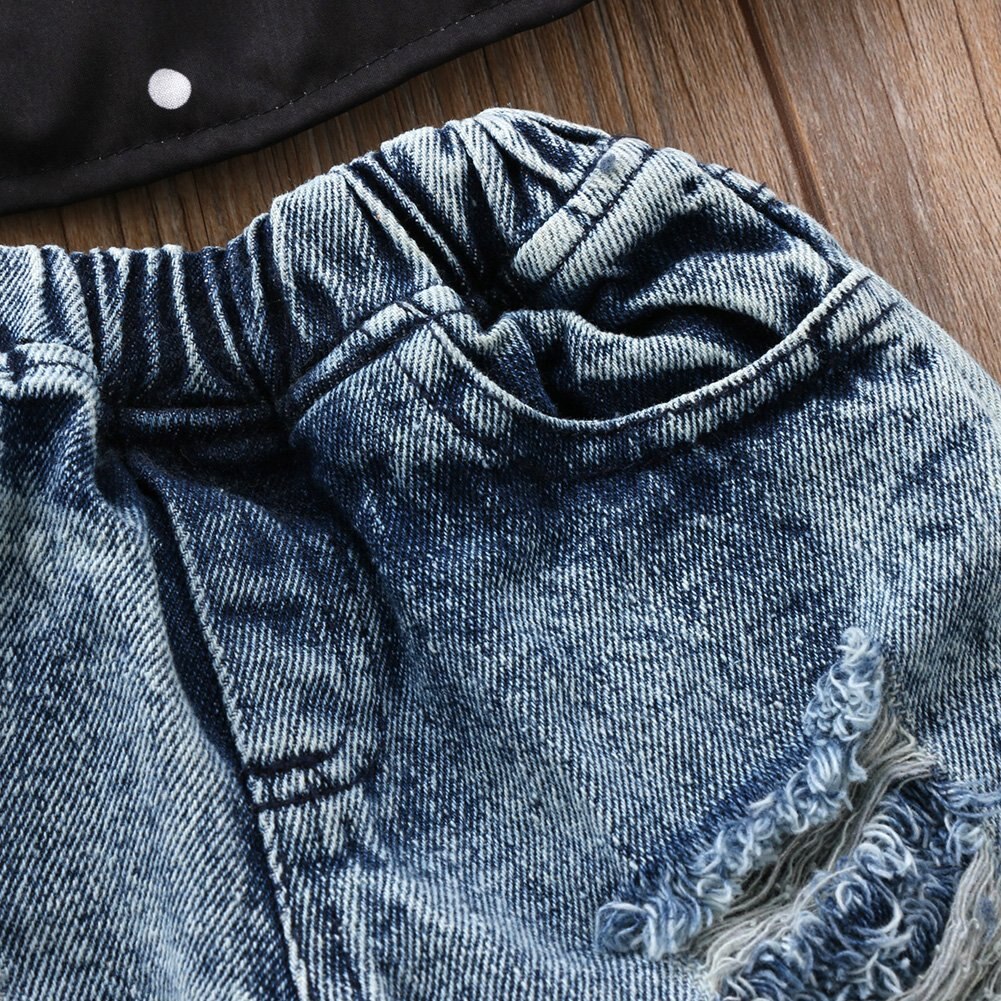 1-5t småbarn barn jenter denim bukse stretch elastisk bukse jeans rippet hull klær baby jente