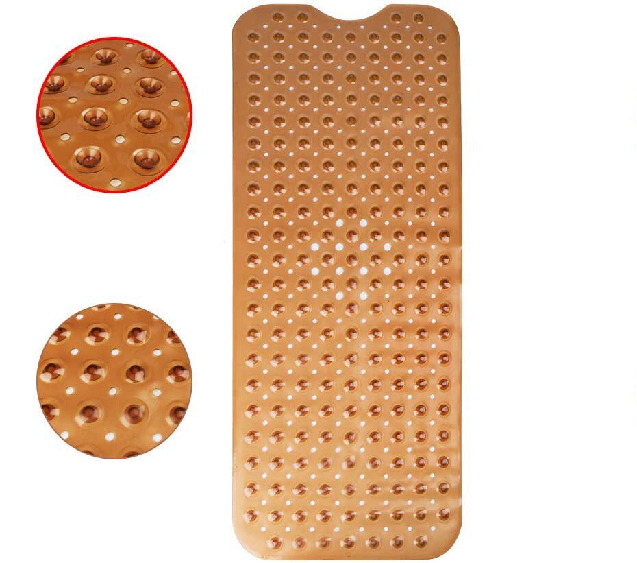 40*100cm Mat Bathtub Bath Mat PVC Large Bathtub Safety Shower Non-slip Bath Mats With Suction Cups Floor Mat: Transparent brown