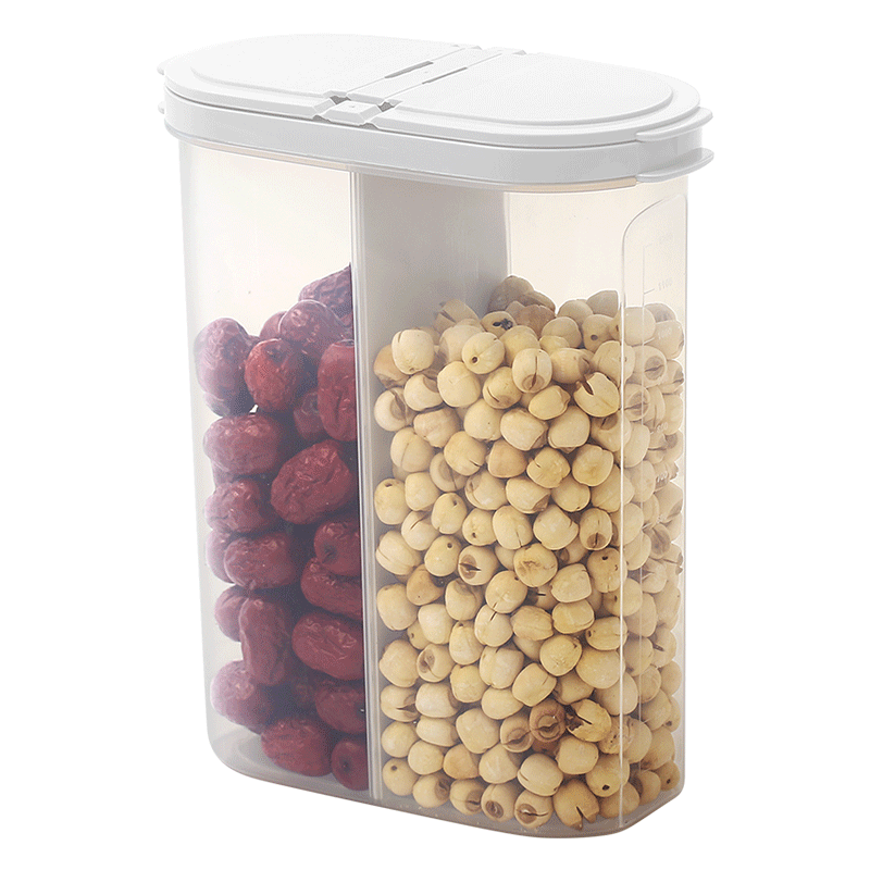 AMINNO Cereal Storage Container Plastic Cereal Dispenser Kitchen Dry Food Storage Container Oat Dispenser BPA-Free Box: White 2.6L