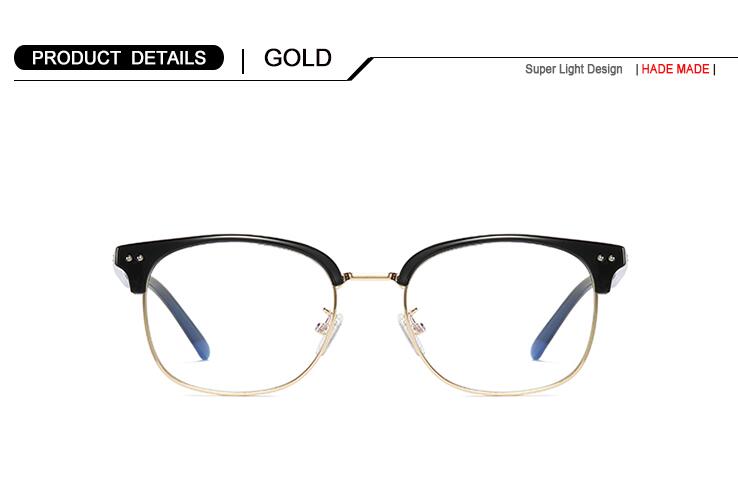 Computer briller anti blue ray briller anti blue light briller optiske kvinder øjenbeskyttelse brille ingen grad flade briller: Guld