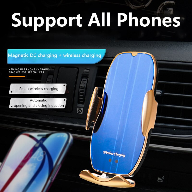 Tongdaytech 15W Auto Telefoon Draadloze Oplader Universele Automatische Magnetische Houder Voor Iphone 11 Pro Samsung Smartphone In Auto Stand