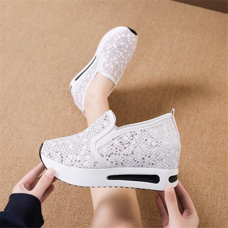 Zapatos deportivos con cuña oculta para mujer, zapatillas de suela gruesa que aumentan la altura, con plataforma tonificadora, zapatos de salto