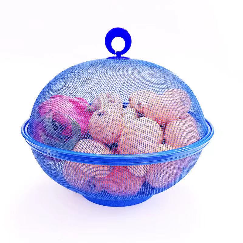 Metalen fruitmand met deksel, roestvrijstalen keukenafvoermand, snackgroentemand