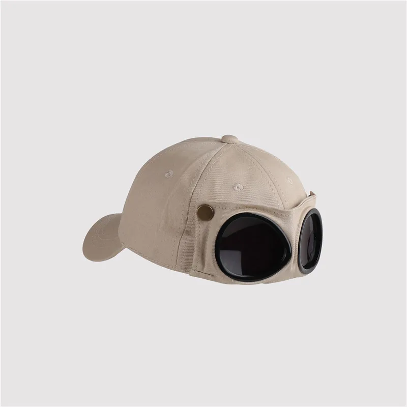 Aviator Hoed Zomer Persoonlijkheid Bril Baseball Cap Dames Unisex Zonnebril Heren Pet Baseballcap Jongens Pet: Beige