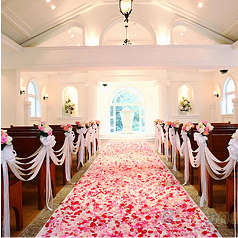 100 stk / pakke fest med kunstig blomst polyester bryllup dekorative rosenblade petalos de rosa bryllupsdekoration