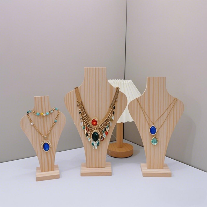 Maniquí de madera para collar, colgante, cadena, joyería, busto, soporte de exhibición para cuello, tipo jarrón, colgante para collar, escaparate