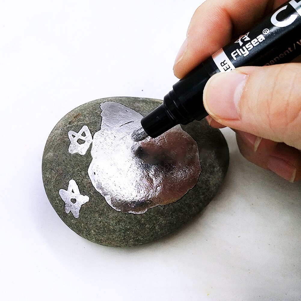 DIY Reflective Paint Pen Silver Art Liquid Mirror Chrome Marker Mirror Reflection Sign Pen Rock Painting Accessory Kids Paint To
