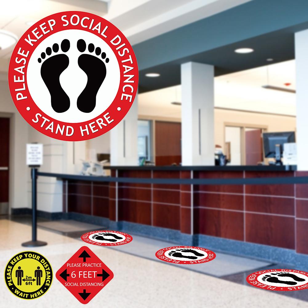 Interior Floor Adhesive Figure with Social Distance Marker "Keep Your Standing Distance Here" Floor Sticker floor decals
