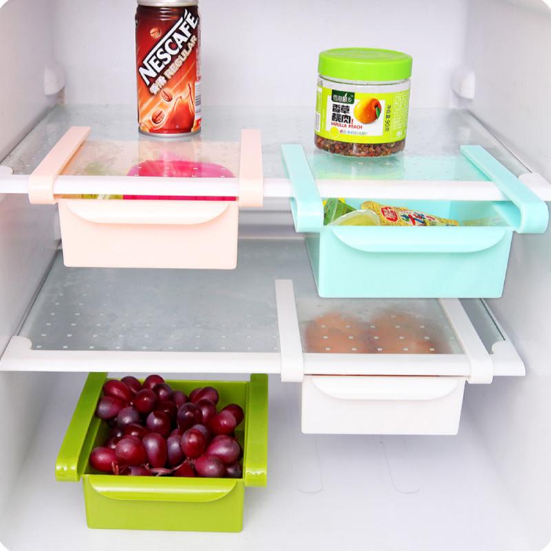 Mini DIY Slide Kitchen Fridge Freezer Space Saver Organization Storage Rack Bathroom Shelf Rack Organizer Holder