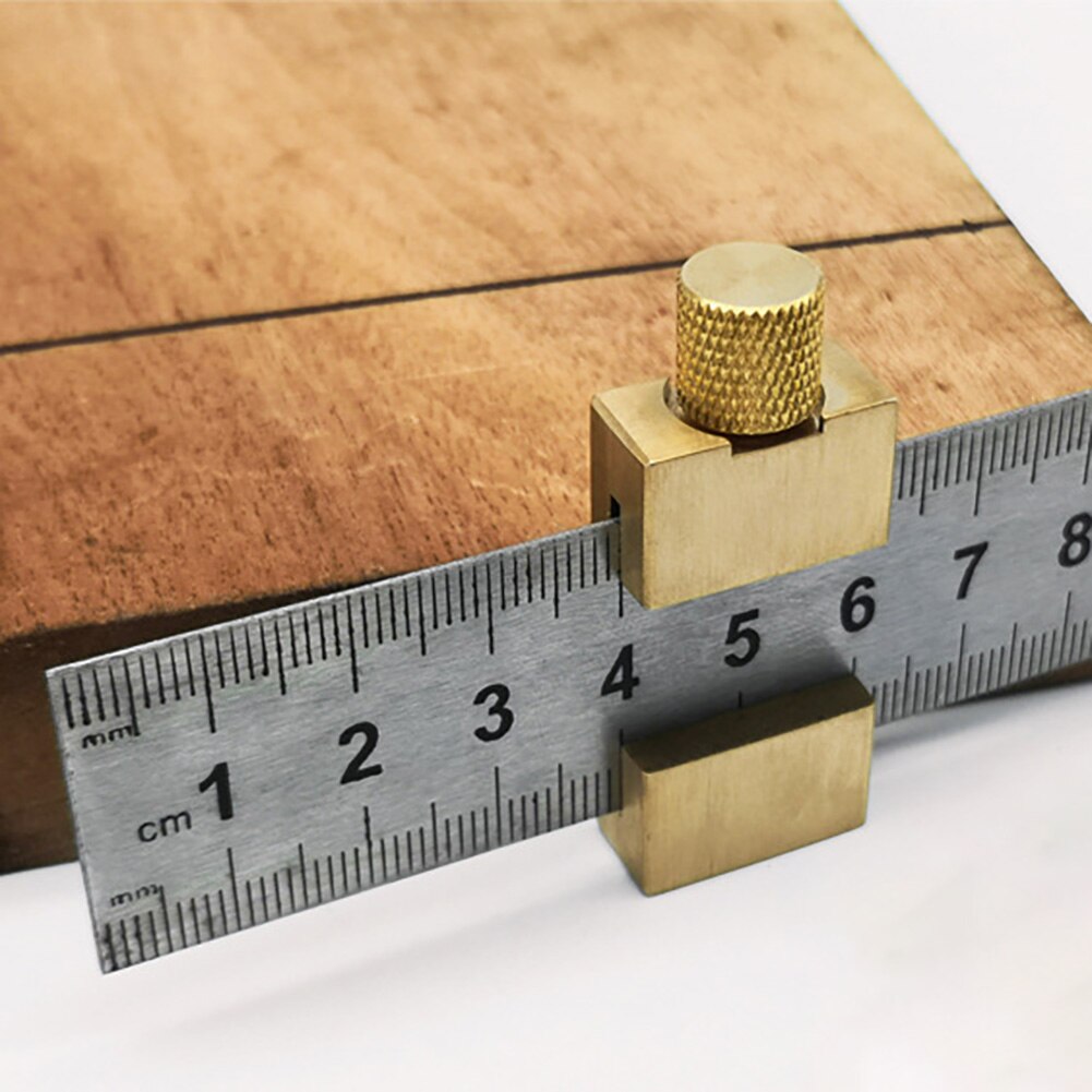 Brass Locator Steel Ruler Limit Adjustment Block Positioning Block Woodworking Scribing