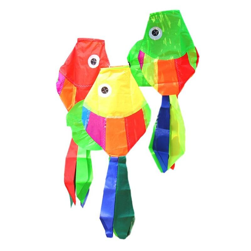 Kinderen regenboog vis vlieger nylon ripstop speelgoed vliegen strand buiten speelgoed vlieger tuin plezier windzak decoratie kinderlijn wasgoed  c6 c 5