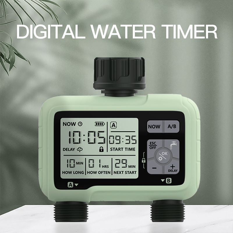 Super système de synchronisation, minuterie d'eau à 2 sorties, arrosage précis, Irrigation automatique extérieure, programme entièrement réglable