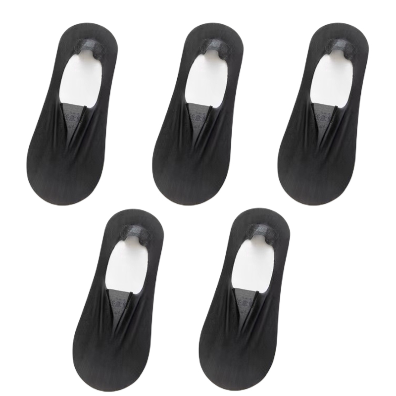 5Pairs Women Invisible Boat Socks Breathable Silicone Non-slip Ultra-thin Sock Slippers Elastic Ice Silk Low Sox: Blue