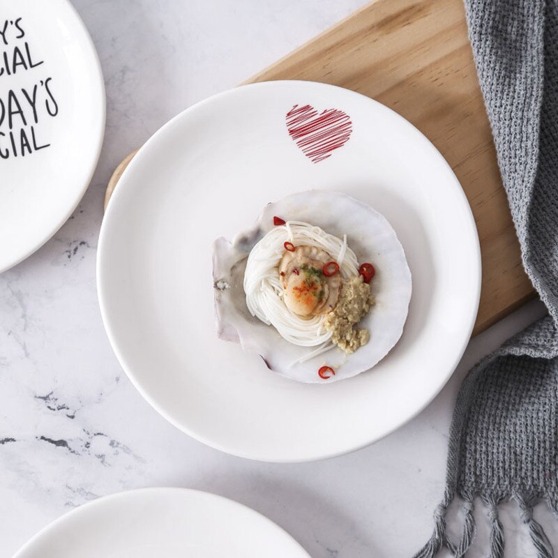 Creatieve Japanse Keramische Plaat Lage Bone China Schotel Set Brief Eenvoudige Paar Ontbijt Plaat