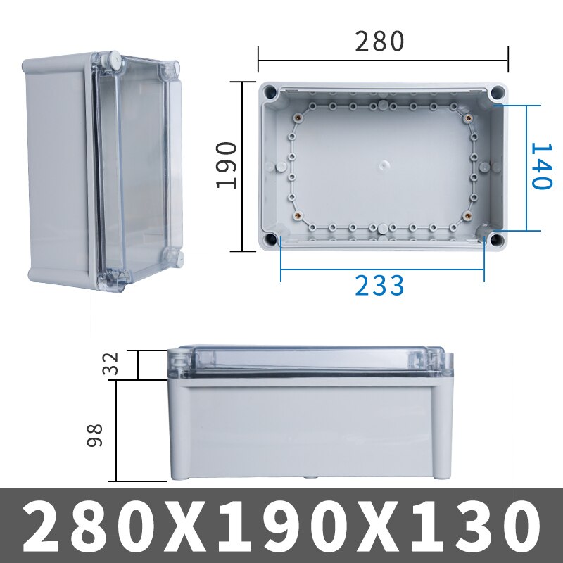 IP67 Outdoor Waterproof PC Junction Box Plastic Shell Distribution Box Monitoring Power Box Socket Box Transparent ABS
