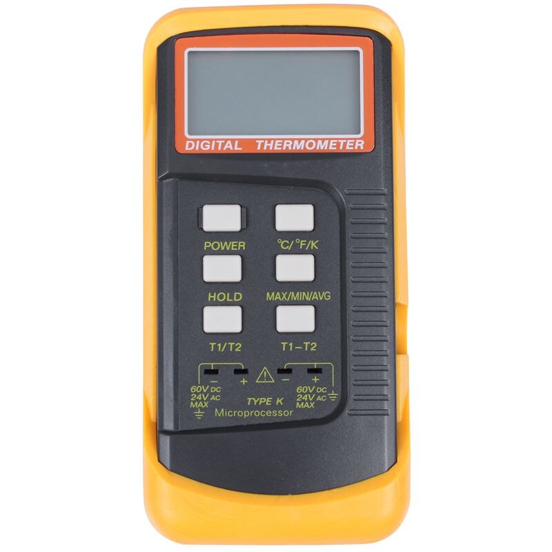 3 1/2 6802 Ii Dual Channel Digitale Thermometer 1300 °C 2372 °F Met 2 K-Type Thermokoppel Sonde oranje + Zwart