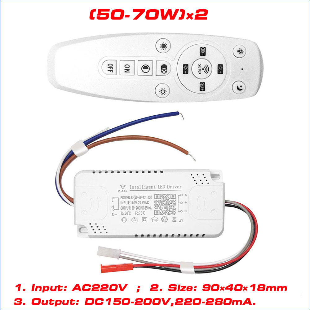 2.4G Intelligent LED driver remote control power supply dimming&color-changeable transformer connect to LED tape(12-24-40-60W)X2: Brown