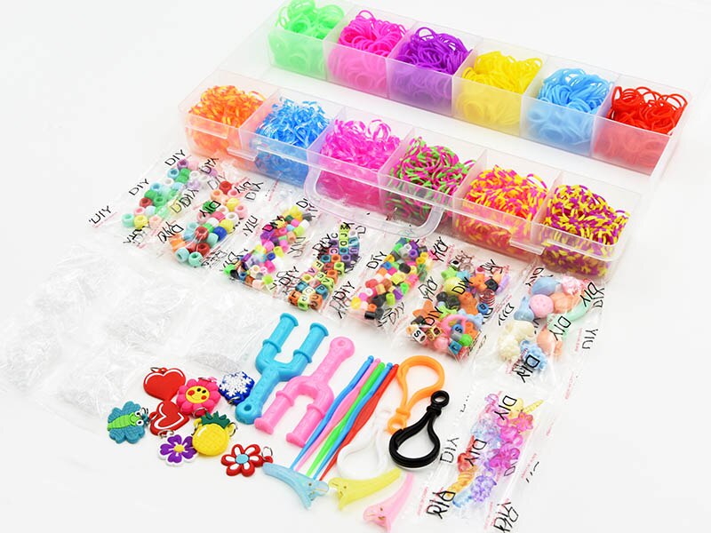 1500 stk farverige gummi vævebånd elastisk diy sæt æske piger vævning armbånd værktøjssæt børn legetøj til børn 7 8 10 år