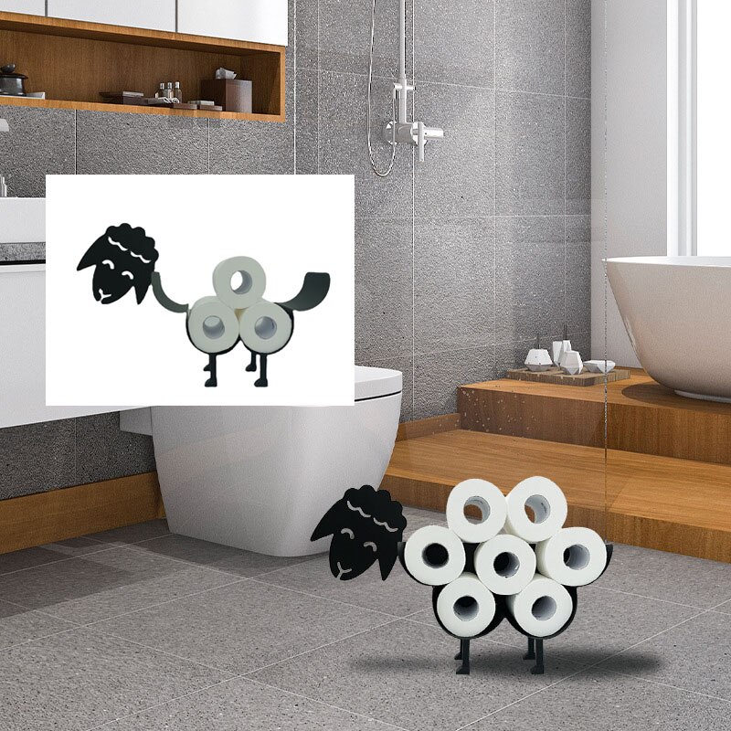 Toilet Paper Roll Holder Bathroom Wall Mounted Loo Rolls Storage Metal Rack Mount Hold up 7 Rolls Novelty Sheep Holder: 009