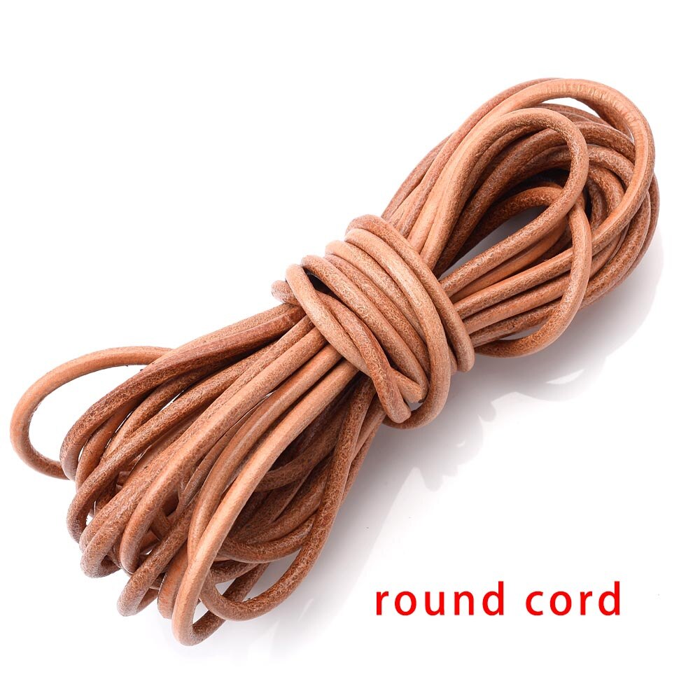 Bracelet en fil de cuir tressé de 5 mètres, cordon rond et plat en cuir, corde à faire soi-même: 7
