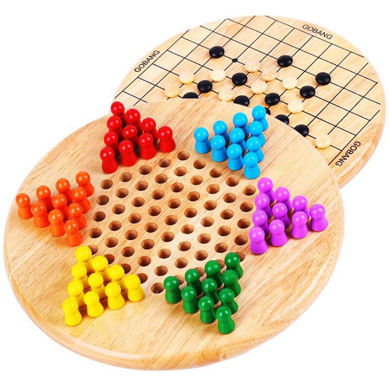 2 in 1 Holz Halma Gobang Bord Spiel freundlicher Party Spiel Spielzeug einstellen Tragbare Entwicklung Intelligenz Pädagogisches Spielzeug