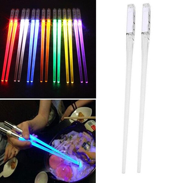 Palillos luminosos de 8 colores, Accesorios luminosos para cocina, hogar, decoración de comedor, , ABS, luz LED, 2 uds.