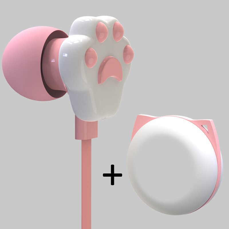 Cute Cat Claw Earphones 3.5mm Stereo in-ear Earbuds with Microphone for iPhone Samsung Xiaomi Girls Kids Child Student: Pink