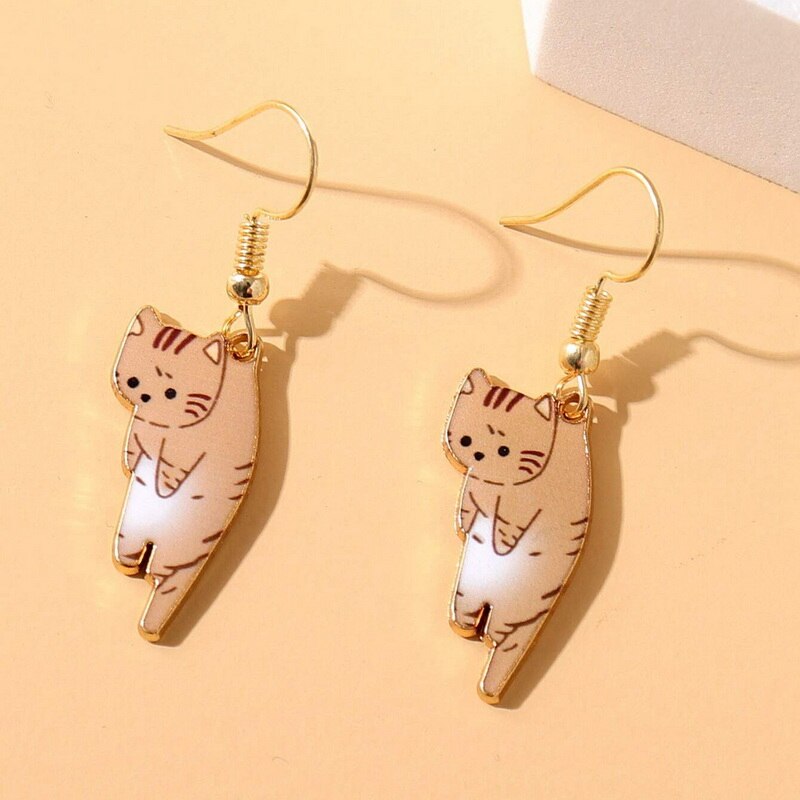 Pendientes de gatito de cristal brillante para mujer y niña, aretes de gato de acero inoxidable, accesorios de joyería, ,: 15