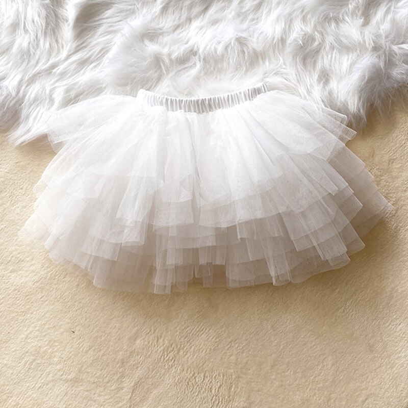 bébé filles Tutu jupe moelleuse princesse Ballet danse Tutu maille jupe enfants gâteau jupe mignon filles vêtements: WHITE / 24M