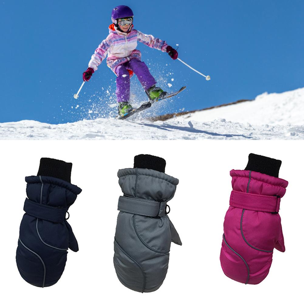 1 Paar Dikker Ski Fluwelen Handschoenen Winddicht Waterdicht Warm Glovesfor Kinderen Outdoor Activiteiten