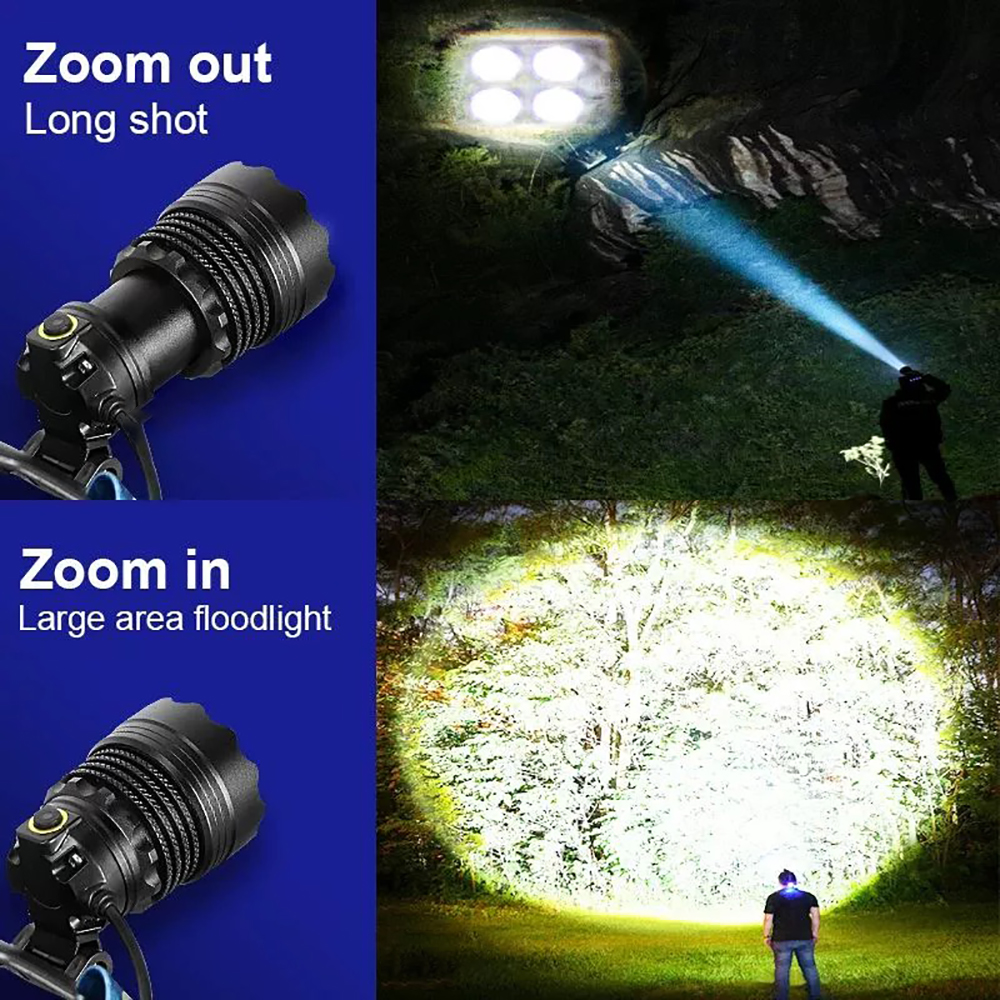 4000w kraftfulla led-pannlampor 18650 usb-uppladdningsbara huvudficklampor 3 lägen superljus pannlampa ipx 6 vattentäta strålkastare