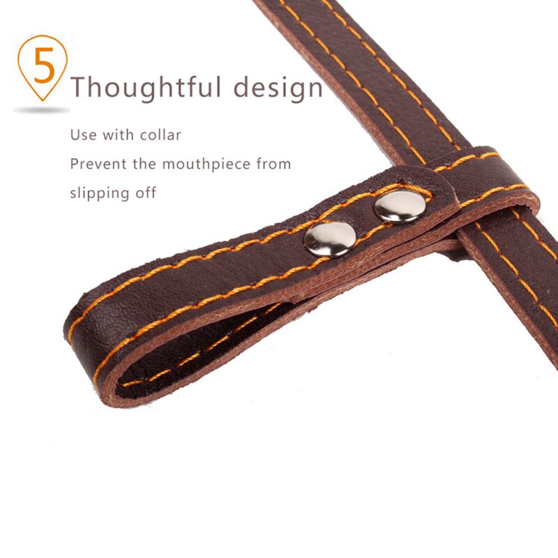 Leather Dog Muzzle Secure Anti-Barking Muzzles for Dog Breathable Adjustable Allows Drinking and Eating Can Used with Collars