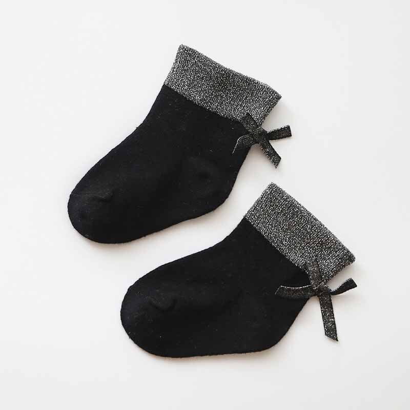 Leuke Boog Glitter Pasgeboren Sokken Zachte Katoenen Baby Meisje Jongen Sokken Skarpetki Winter Warm Pasgeboren Baby Sokken Meia Infantil: 0-1Y  style 1