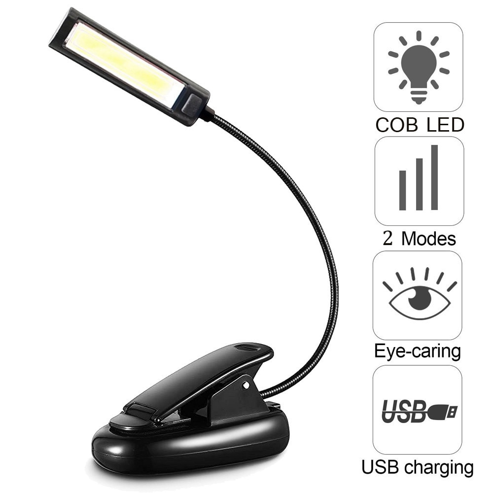 Reading Light (Single Light) Flexible USB Clip LED Light Reading Study Desk Light Rechargeable Boutique T5: Default Title