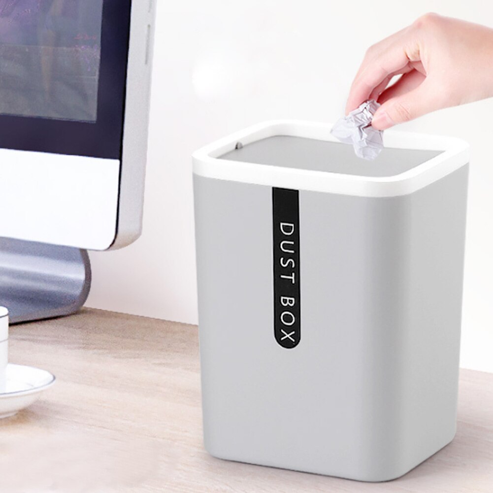 Desktop Trash Can Small Mini Garbage Plastic Dustbin with Shake Cover for Home Office Desk Car Bin