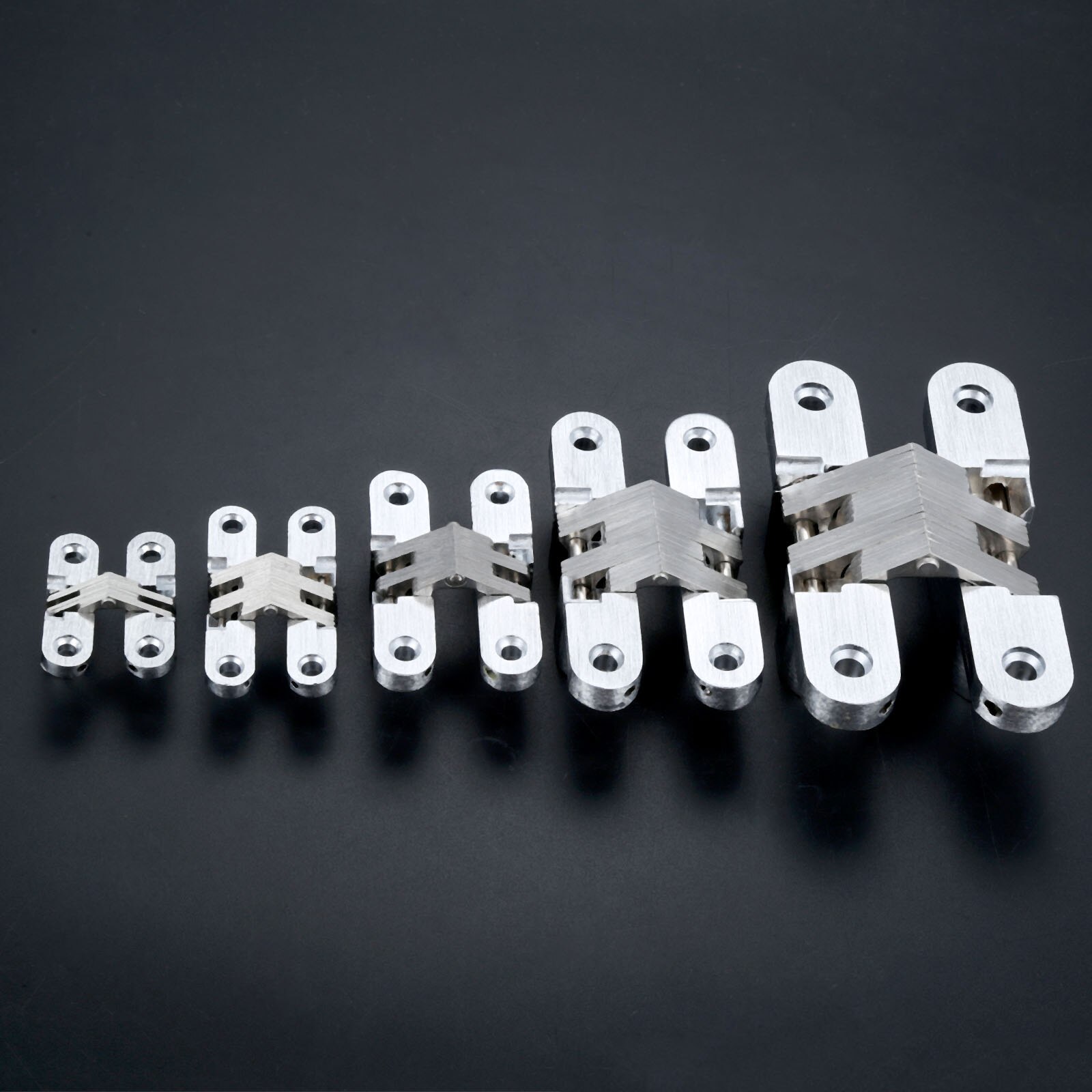 2pcs Door Hinges 304 Stainless Steel Hidden Invisible Concealed Folding Heavy Duty Kitchen/Garage Gate Hardware w/screw Fitting