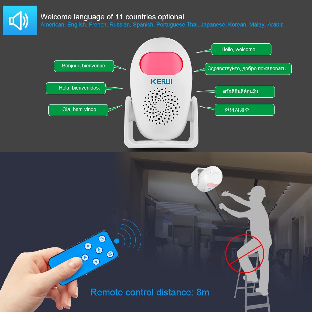 KERUI Wireless Motion Detector Home Security Loud Alarm Anti-Theft System Store Welcome PIR Motion Sensor With Remote Controller