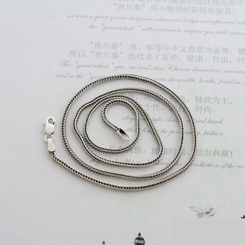 Echte Pure 925 Sterling Zilveren Ketting Ketting Vrouwen En Mannen Vintage Vossenstaart 1.6Mm Retro Solid Thai Zilver Italië Fijne sieraden