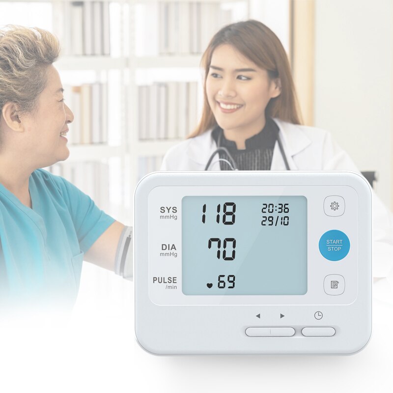 Monitores de presión arterial digitales automáticos, medidor de pulso y ritmo cardíaco, tonómetro Lcd para medir la parte superior del brazo, para el cuidado de la salud en el hogar