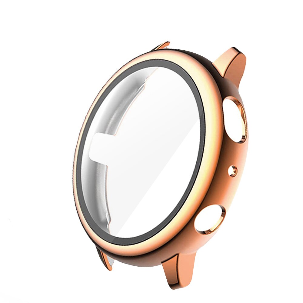 Coque pour Samsung Galaxy Watch active 2, protection d'écran antichoc tout autour + film, accessoires pour montre intelligente 44mm 40mm: Rose Gold / 40mm