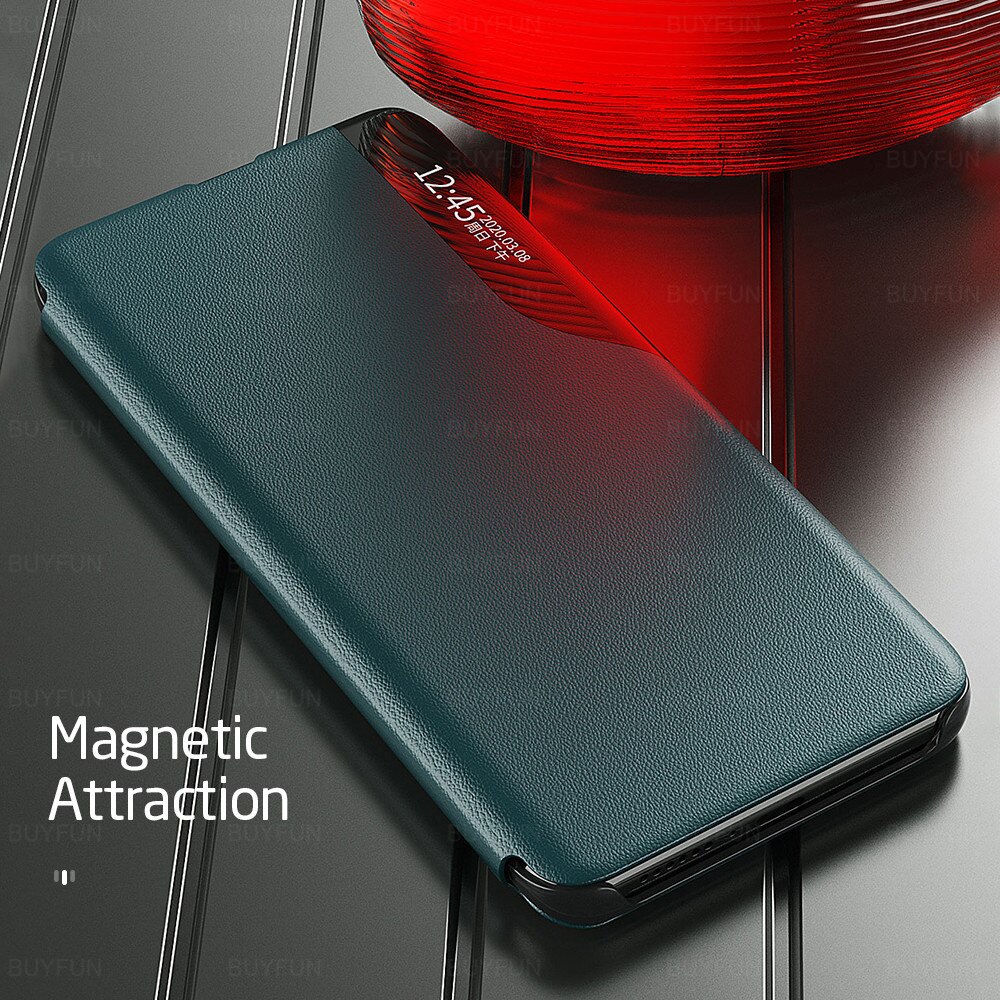redmi 9t Leather Case Solid Plain For Xiaomi redmi 9t redmy redme 9 t redmi9t Intelligent Flip Case phone Cover View Window