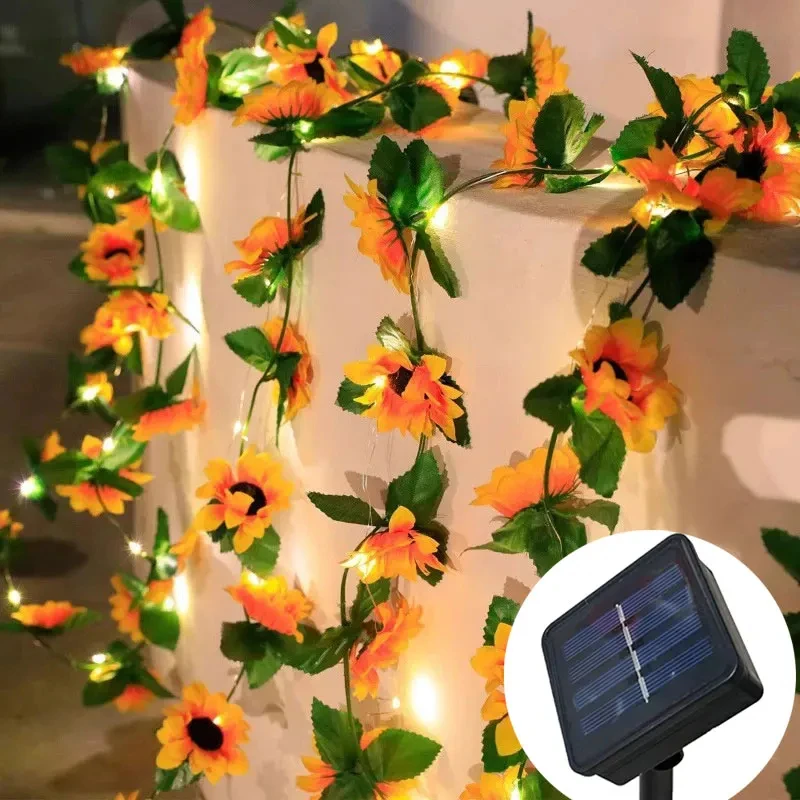 Kerstverlichting Zonne-verlichting Esdoornblad Waterdichte buitenslinger 10M / 5M / 2M Solar Lamp Camping Tuin Bruiloft Decoratie: YELLOW / O