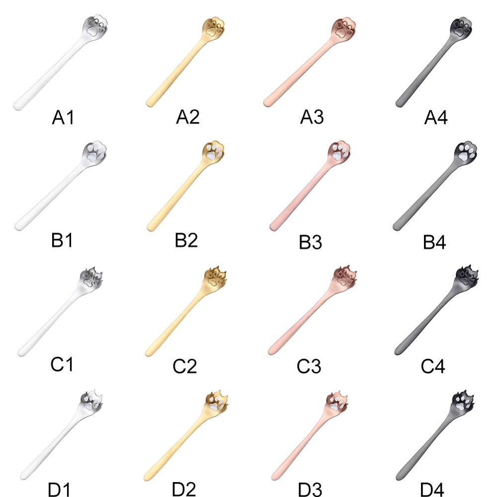 Acier inoxydable mignon chat griffe cuillères petit café thé gâteau Dessert cuillère fantaisie sucre cuillère à café vaisselle accessoires de cuisine