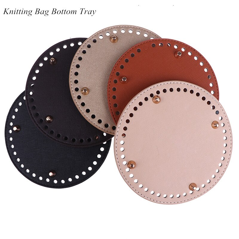 Rund læderbund med huller nitte til strikketaske håndtaske gør-det-selv kvinder skulder crossbody tasker tilbehør