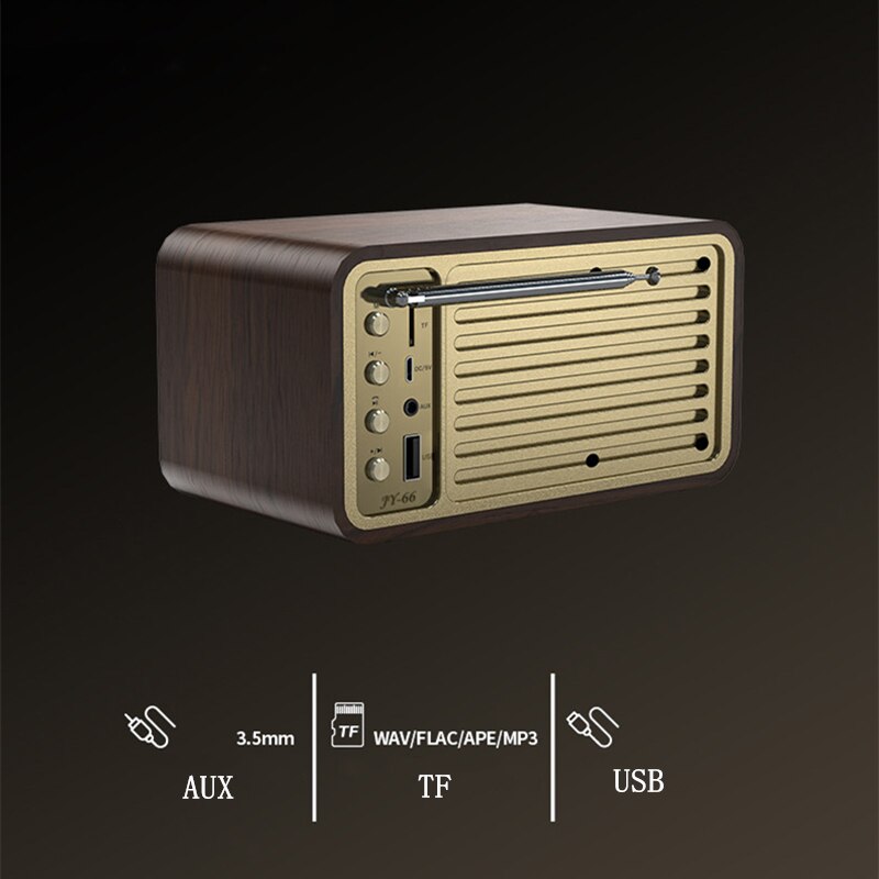 Wooden Bluetooth Speaker Retro Classic Soundbox HIFI Stereo Surround Super Bass Subwoofer AUX FM Radio Sound System for Computer
