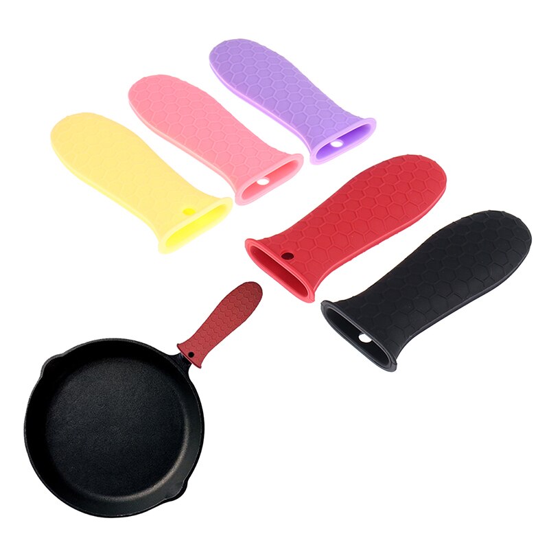 1Pcs Siliconen Handvat Pannenlap Voor Gietijzeren Koekenpannen Pannen Grip Mouw Cover Potten Pannen Handvat Onderdelen