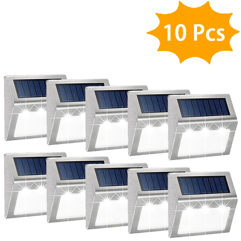 Luzes de cerca ao ar livre 6led movido a energia solar deck luzes à prova dwaterproof água lâmpadas parede segurança aço inoxidável para passo passarela pátio jardim: Floresta verde / 6-10 W